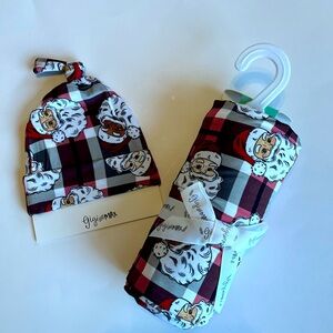 Gigi & Max Nico Santa Swaddle & Hat Set Bamboo Christmas‎ Newborn Swaddle NWT